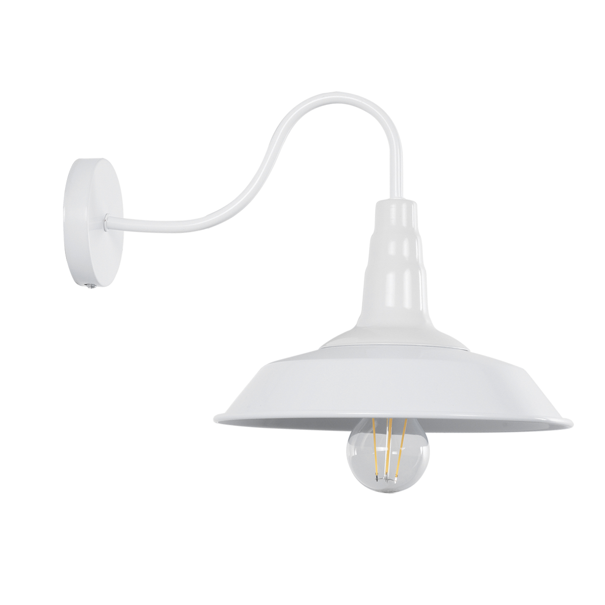 GloboStar® SORD 01066 Vintage Επιτοίχιο Φωτιστικό Απλίκα Μονόφωτο 1 x E27 IP20 Λευκό Μέταλλο - Μ26 x Π37 x Υ24cm