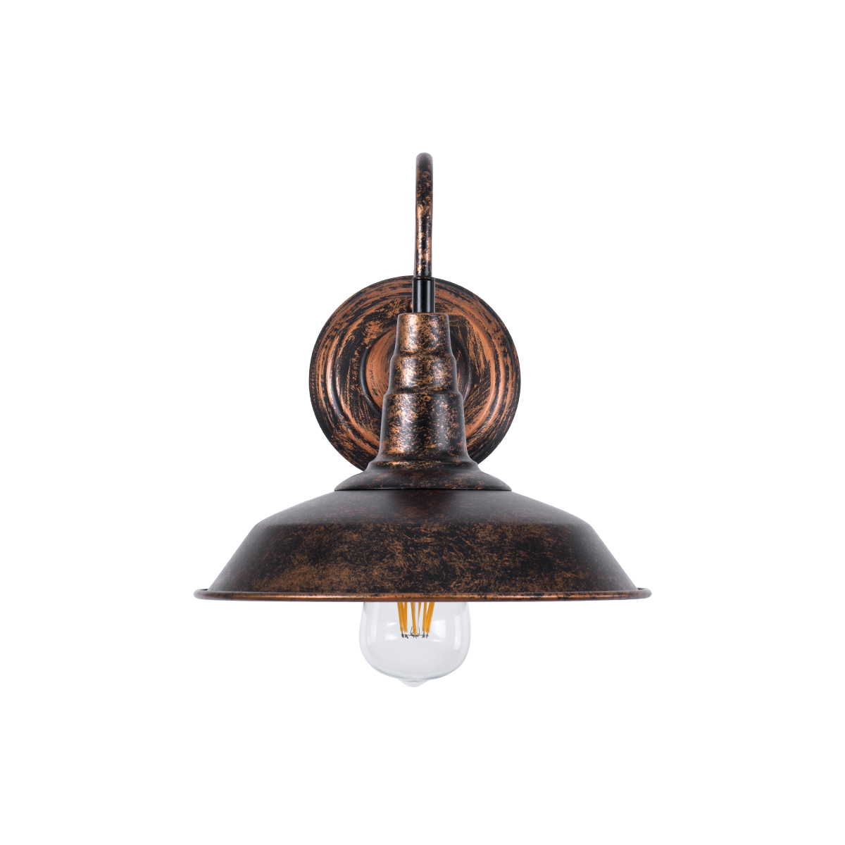 GloboStar® SORD 01067 Vintage Επιτοίχιο Φωτιστικό Απλίκα Μονόφωτο 1 x E27 IP20 Χάλκινο Μέταλλο - Μ26 x Π37 x Υ32cm