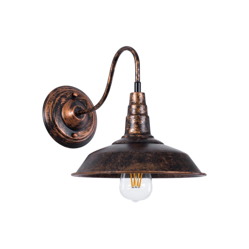 GLOBOSTAR® RAY 01067 Vintage Φωτιστικό Τοίχου - Απλίκα με Ντουί 1 x E27 AC 220-240V IP20 - Χάλκινο Εφέ Σκουριάς - Μ26 x Π37 x Υ32cm