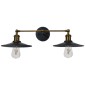 GloboStar® MINIMALL 01069 Vintage Επιτοίχιο Φωτιστικό Απλίκα Δίφωτο 2 x E27 IP20 Μαύρο & Χρυσό Μέταλλο - Μ30 x Π60 x Υ18cm