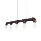 GloboStar® CANAL 01070 Vintage Κρεμαστό Φωτιστικό Ράγα Πολύφωτο 5 x E27 IP20 Χάλκινο Μέταλλο - Μ88 x Π5 x Υ7cm