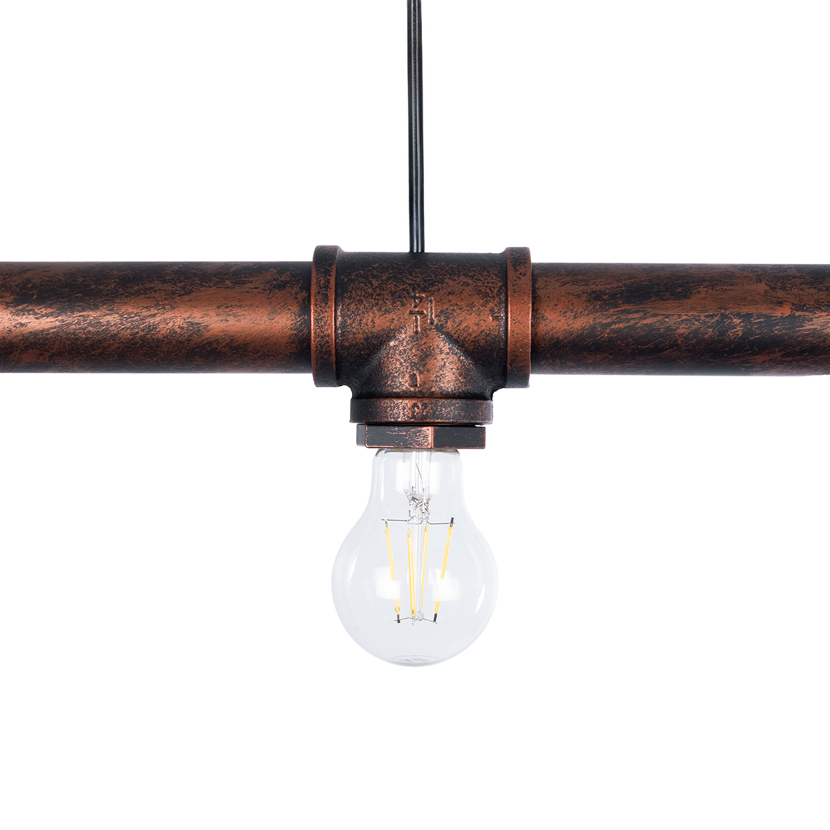 GloboStar® CANAL 01070 Vintage Κρεμαστό Φωτιστικό Ράγα Πολύφωτο 5 x E27 IP20 Χάλκινο Μέταλλο - Μ88 x Π5 x Υ7cm