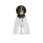 GloboStar® LYDIA 01071 Vintage Επιτοίχιο Φωτιστικό Απλίκα Μονόφωτο 1 x E27 IP20 Μαύρο & Χρυσό Μέταλλο με Διάφανο Γυαλί - Μ14 x Π26 x Υ30cm