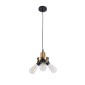 GloboStar® COPPER 01076 Vintage Κρεμαστό Φωτιστικό Ανάρτηση Τρίφωτο 3 x E27 IP20 Χρυσό Μέταλλο με Μαύρο Πλαστικό - Μ14 x Π14 x Υ13cm