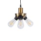 GloboStar® COPPER 01076 Vintage Κρεμαστό Φωτιστικό Ανάρτηση Τρίφωτο 3 x E27 IP20 Χρυσό Μέταλλο με Μαύρο Πλαστικό - Μ14 x Π14 x Υ13cm