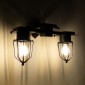 GloboStar® TORO 01079 Vintage Επιτοίχιο Φωτιστικό Απλίκα Δίφωτο 2 x E27 IP20 Μαύρο Μέταλλο - Μ44 x Π33 x Υ21cm