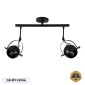 GloboStar® CANNES 01081 Μοντέρνο Φωτιστικό Οροφής Ράγα Δίφωτο 2 x E27 IP20 Μαύρο Μέταλλο - Μ61 x Π12 x Υ48cm