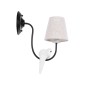 GloboStar® DOVE 01084 Vintage Επιτοίχιο Φωτιστικό Απλίκα Μονόφωτο 1 x E14 IP20 Μαύρο & Λευκό Μέταλλο με Μπεζ Ύφασμα - Μ30 x Π15 x Υ36cm
