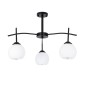 GloboStar® LUNA 01087 Μοντέρνο Φωτιστικό Οροφής Καμπάνα Τριφωτο 3 x E27 IP20 Μαύρο Μέταλλο με Λευκό Γυαλί - Μ45 x Π45 x Υ40cm