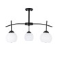 GloboStar® LUNA 01087 Μοντέρνο Φωτιστικό Οροφής Καμπάνα Τριφωτο 3 x E27 IP20 Μαύρο Μέταλλο με Λευκό Γυαλί - Μ45 x Π45 x Υ40cm