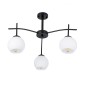 GloboStar® LUNA 01087 Μοντέρνο Φωτιστικό Οροφής Καμπάνα Τριφωτο 3 x E27 IP20 Μαύρο Μέταλλο με Λευκό Γυαλί - Μ45 x Π45 x Υ40cm