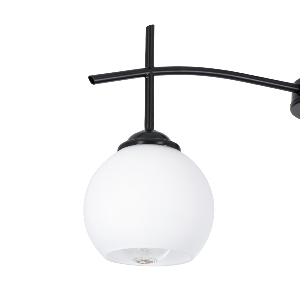 GloboStar® LUNA 01087 Μοντέρνο Φωτιστικό Οροφής Καμπάνα Τριφωτο 3 x E27 IP20 Μαύρο Μέταλλο με Λευκό Γυαλί - Μ45 x Π45 x Υ40cm