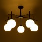 GloboStar® LUNA 01088 Μοντέρνο Φωτιστικό Οροφής Καμπάνα Πολύφωτο 5 x E27 IP20 Μαύρο Μέταλλο με Λευκό Γυαλί - Μ60 x Π60 x Υ43cm
