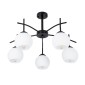 GloboStar® LUNA 01088 Μοντέρνο Φωτιστικό Οροφής Καμπάνα Πολύφωτο 5 x E27 IP20 Μαύρο Μέταλλο με Λευκό Γυαλί - Μ60 x Π60 x Υ43cm