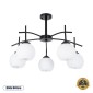 GloboStar® LUNA 01088 Μοντέρνο Φωτιστικό Οροφής Καμπάνα Πολύφωτο 5 x E27 IP20 Μαύρο Μέταλλο με Λευκό Γυαλί - Μ60 x Π60 x Υ43cm