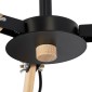 GloboStar® OLD SCHOOL 01093 Μοντέρνο Φωτιστικό Οροφής Καμπάνα Τρίφωτο 3 x E27 IP20 Μαύρο Μέταλλο με Μπεζ Ξύλο - Μ75 x Π75 x Υ35cm