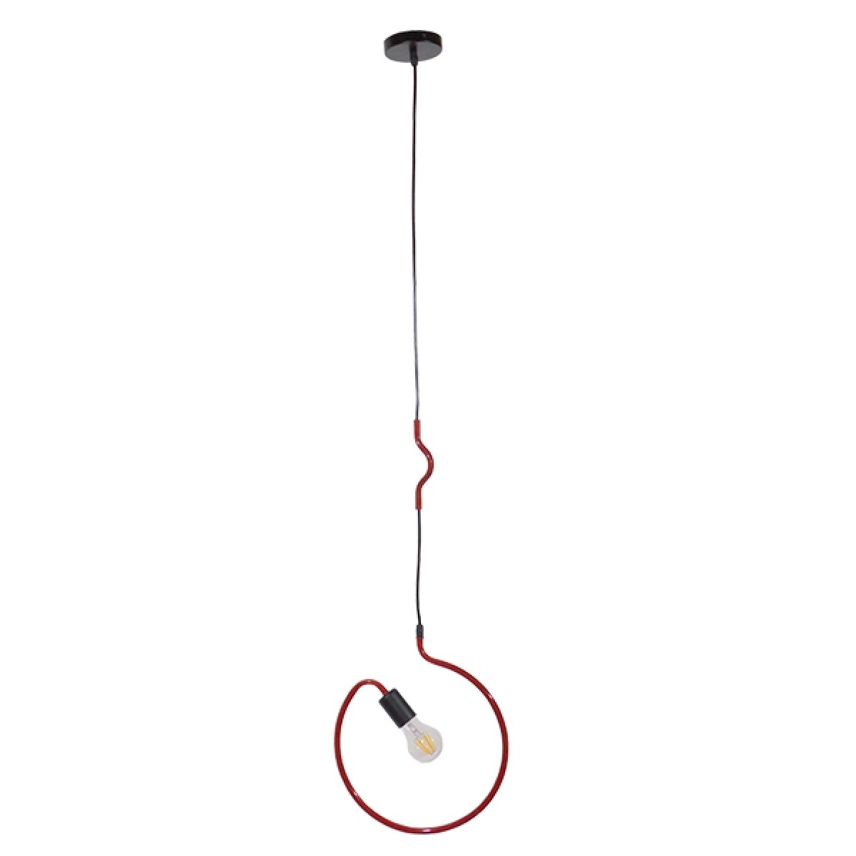 GloboStar® LIBBY 01095-1 Παιδικό Κρεμαστό Φωτιστικό Ανάρτηση Μονόφωτο 1 x E27 IP20 Κόκκινο Μέταλλο - Μ28 x Π28 x Υ100cm
