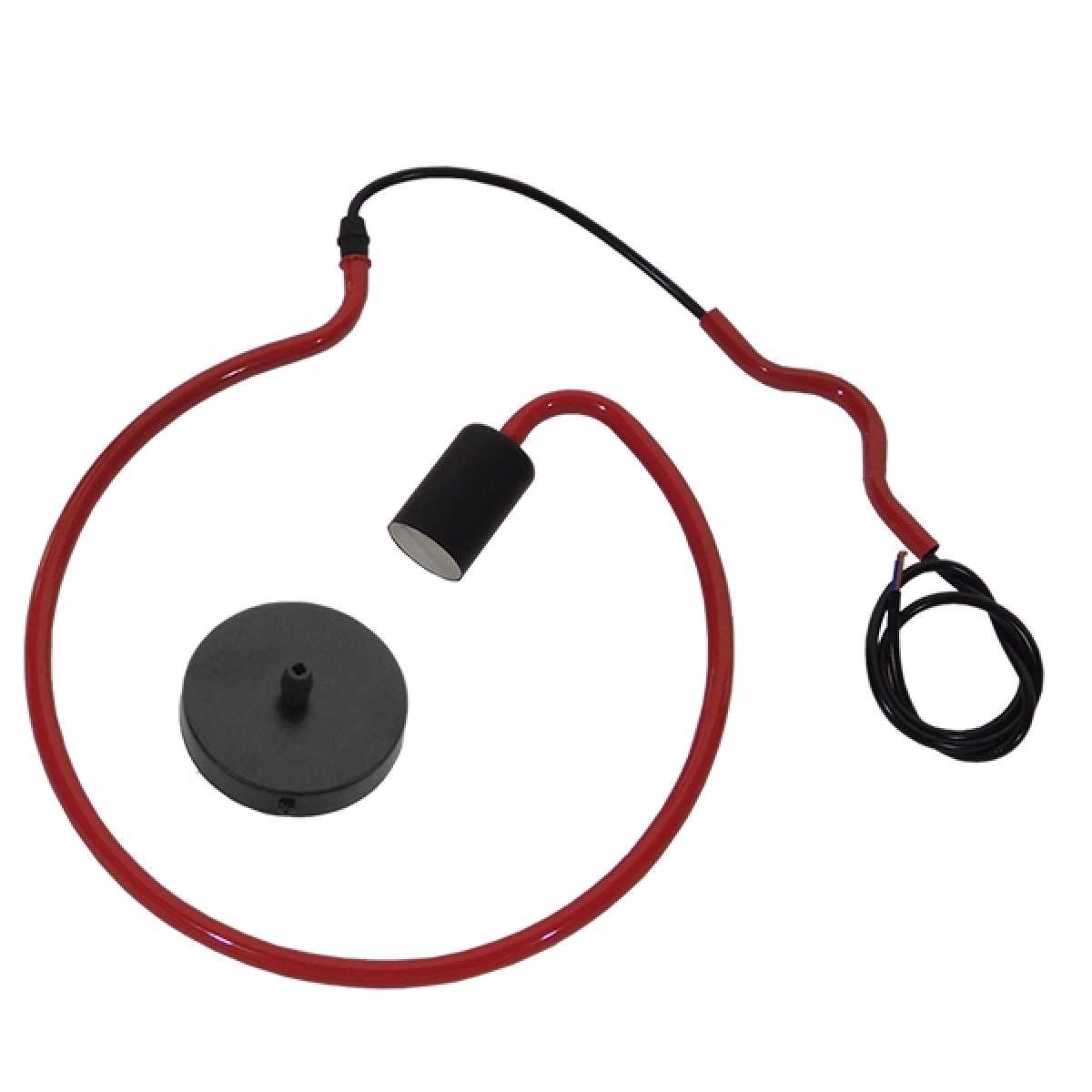 GloboStar® LIBBY 01095-1 Παιδικό Κρεμαστό Φωτιστικό Ανάρτηση Μονόφωτο 1 x E27 IP20 Κόκκινο Μέταλλο - Μ28 x Π28 x Υ100cm