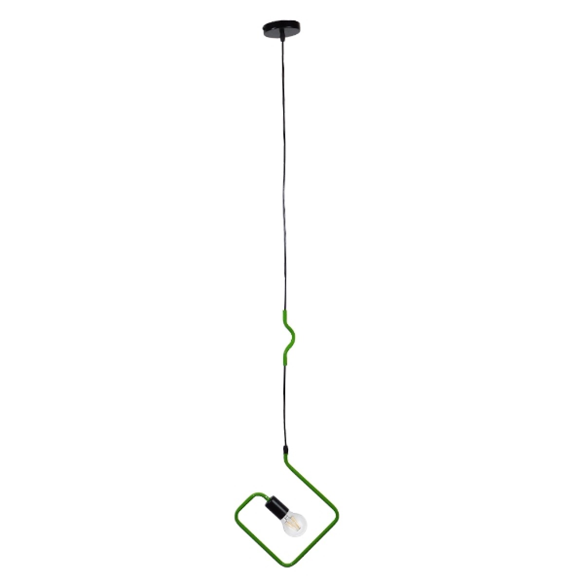 GloboStar® LIBBY 01096-1 Παιδικό Κρεμαστό Φωτιστικό Ανάρτηση Μονόφωτο 1 x E27 IP20 Πράσινο & Μαύρο Μέταλλο - Μ31 x Π31 x Υ100cm