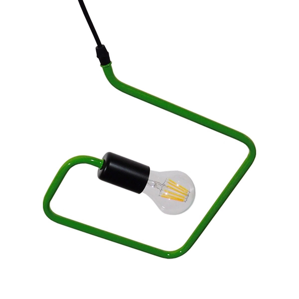 GloboStar® LIBBY 01096-1 Παιδικό Κρεμαστό Φωτιστικό Ανάρτηση Μονόφωτο 1 x E27 IP20 Πράσινο & Μαύρο Μέταλλο - Μ31 x Π31 x Υ100cm