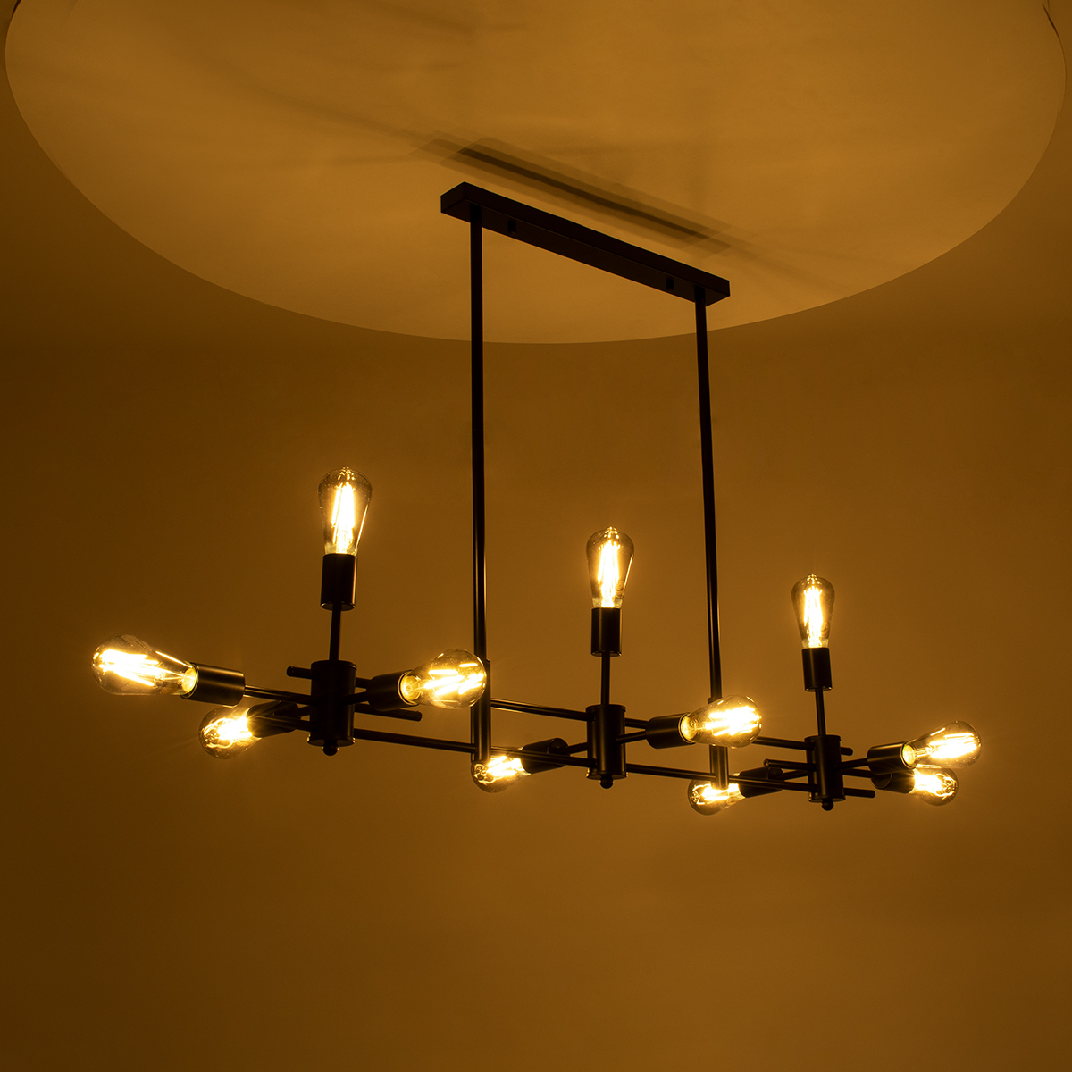 GloboStar® FERUM 01098 Μοντέρνο Φωτιστικό Οροφής Ράγα Πολύφωτο 11 x E27 IP20 Μαύρο Μέταλλο - Μ100 x Π30 x Υ77cm