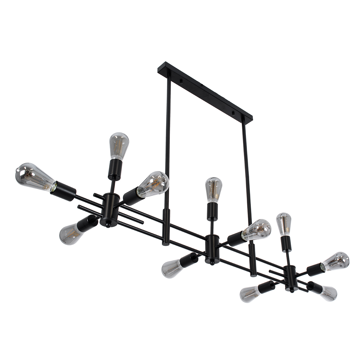 GloboStar® FERUM 01098 Μοντέρνο Φωτιστικό Οροφής Ράγα Πολύφωτο 11 x E27 IP20 Μαύρο Μέταλλο - Μ100 x Π30 x Υ77cm