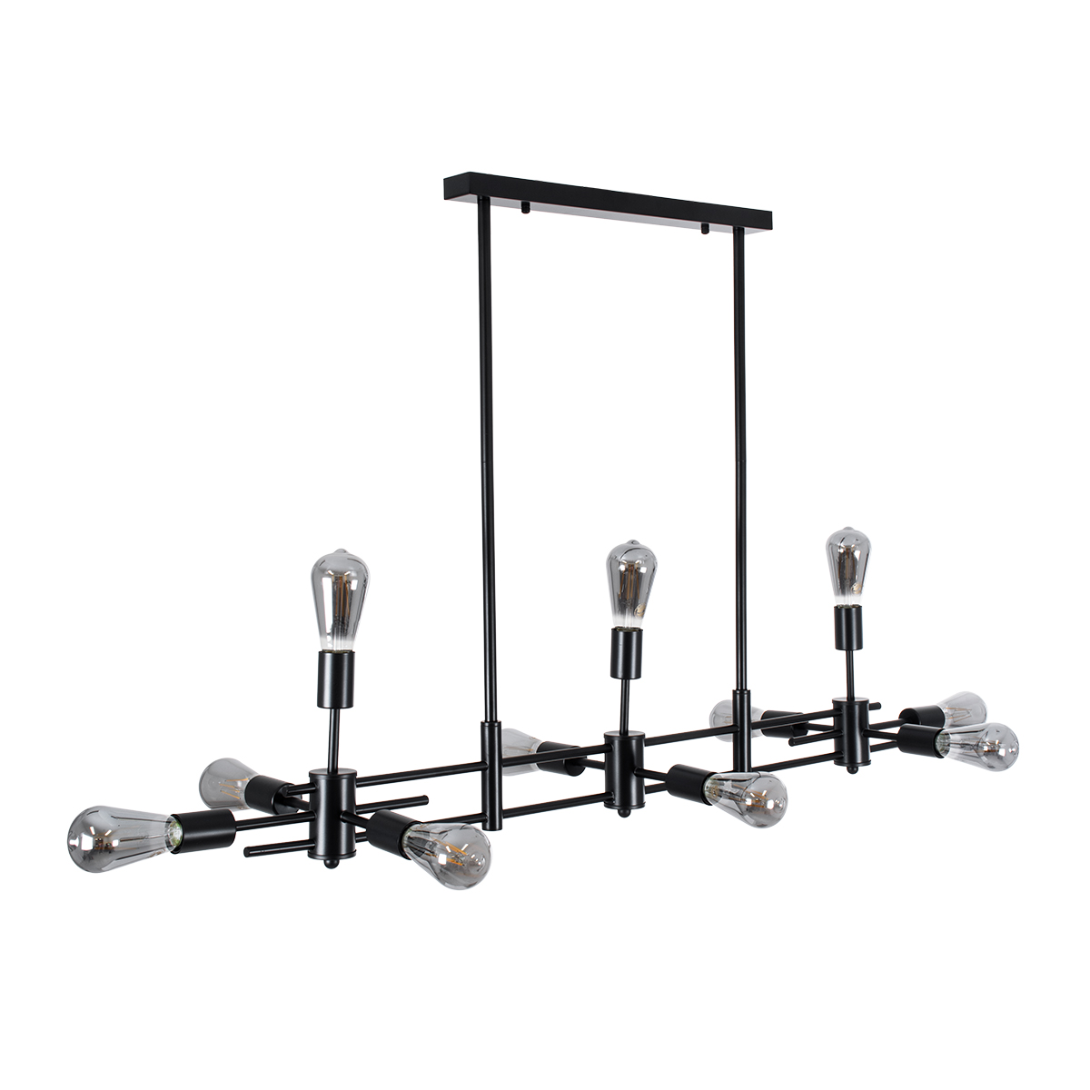 GloboStar® FERUM 01098 Μοντέρνο Φωτιστικό Οροφής Ράγα Πολύφωτο 11 x E27 IP20 Μαύρο Μέταλλο - Μ100 x Π30 x Υ77cm