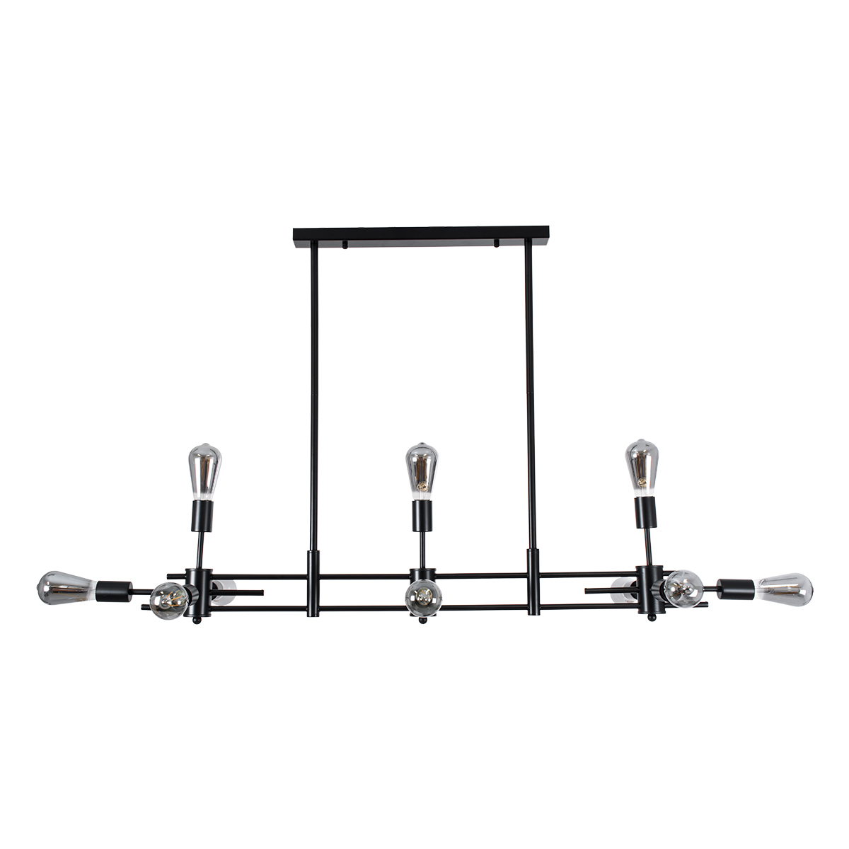 GloboStar® FERUM 01098 Μοντέρνο Φωτιστικό Οροφής Ράγα Πολύφωτο 11 x E27 IP20 Μαύρο Μέταλλο - Μ100 x Π30 x Υ77cm