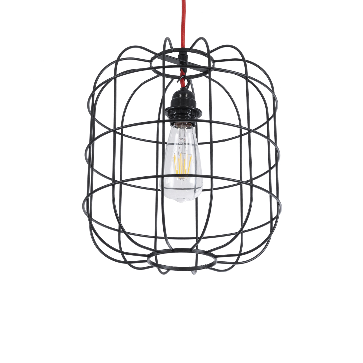 GloboStar® PARROT 01099 Μοντέρνο Κρεμαστό Φωτιστικό Πλέγμα Μονόφωτο 1 x E27 IP20 Μαύρο Μέταλλο - Μ28 x Π28 x Υ30cm