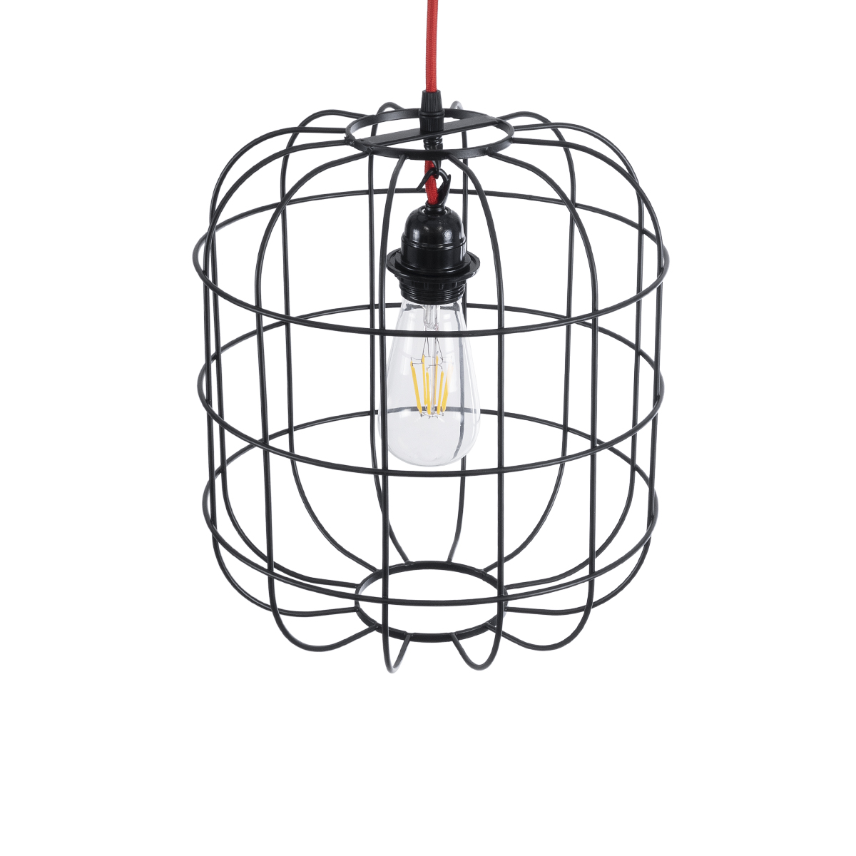 GloboStar® PARROT 01099 Μοντέρνο Κρεμαστό Φωτιστικό Πλέγμα Μονόφωτο 1 x E27 IP20 Μαύρο Μέταλλο - Μ28 x Π28 x Υ30cm