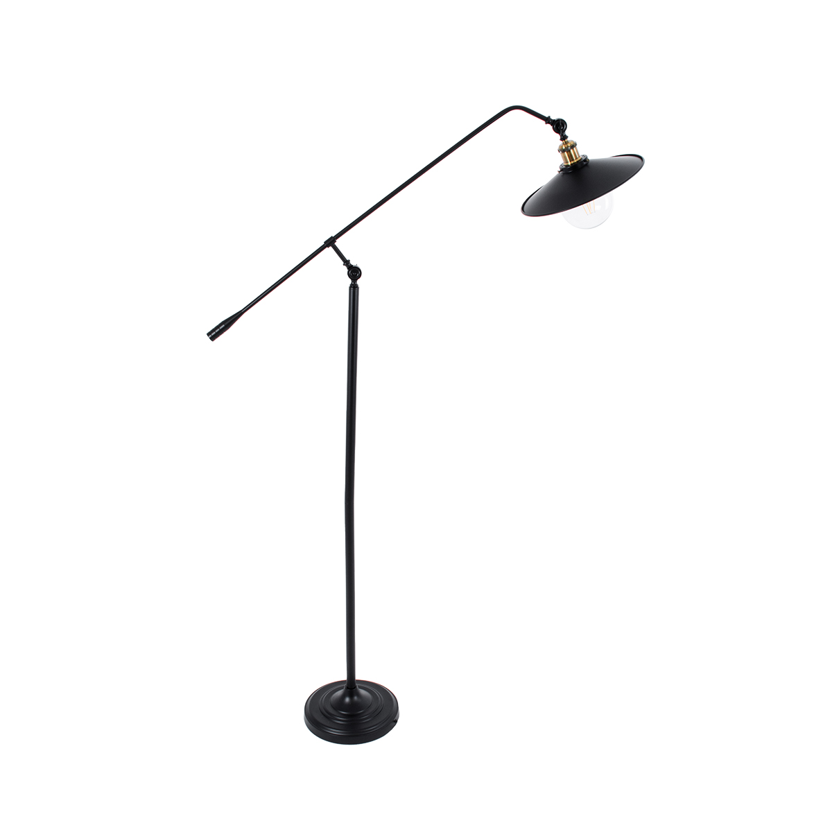 GloboStar® WYNGE 01101 Vintage Επιδαπέδιο Φωτιστικό Μονόφωτο 1 x E27 IP20 Μαύρο & Χρυσό Μέταλλο - Μ95 x Π27 x Υ174cm