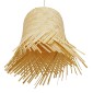 GloboStar® HAWAII 01103 Boho Κρεμαστό Φωτιστικό Καμπάνα Μονόφωτο 1 x E27 IP20 Μπέζ Ξύλο - Μ40 x Π40 x Y43cm