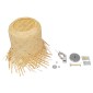 GloboStar® HAWAII 01103 Boho Κρεμαστό Φωτιστικό Καμπάνα Μονόφωτο 1 x E27 IP20 Μπέζ Ξύλο - Μ40 x Π40 x Y43cm