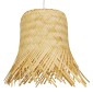 GloboStar® HAWAII 01103 Boho Κρεμαστό Φωτιστικό Καμπάνα Μονόφωτο 1 x E27 IP20 Μπέζ Ξύλο - Μ40 x Π40 x Y43cm
