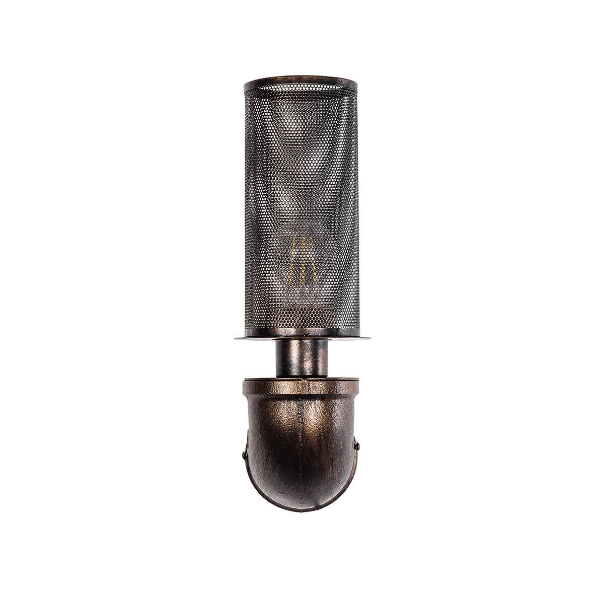GloboStar® RAZA 01105 Vintage Επιτοίχιο Φωτιστικό Απλίκα Μονόφωτο 1 x E27 IP20 Χάλκινο Μέταλλο - Μ13 x Π12 x Υ38cm