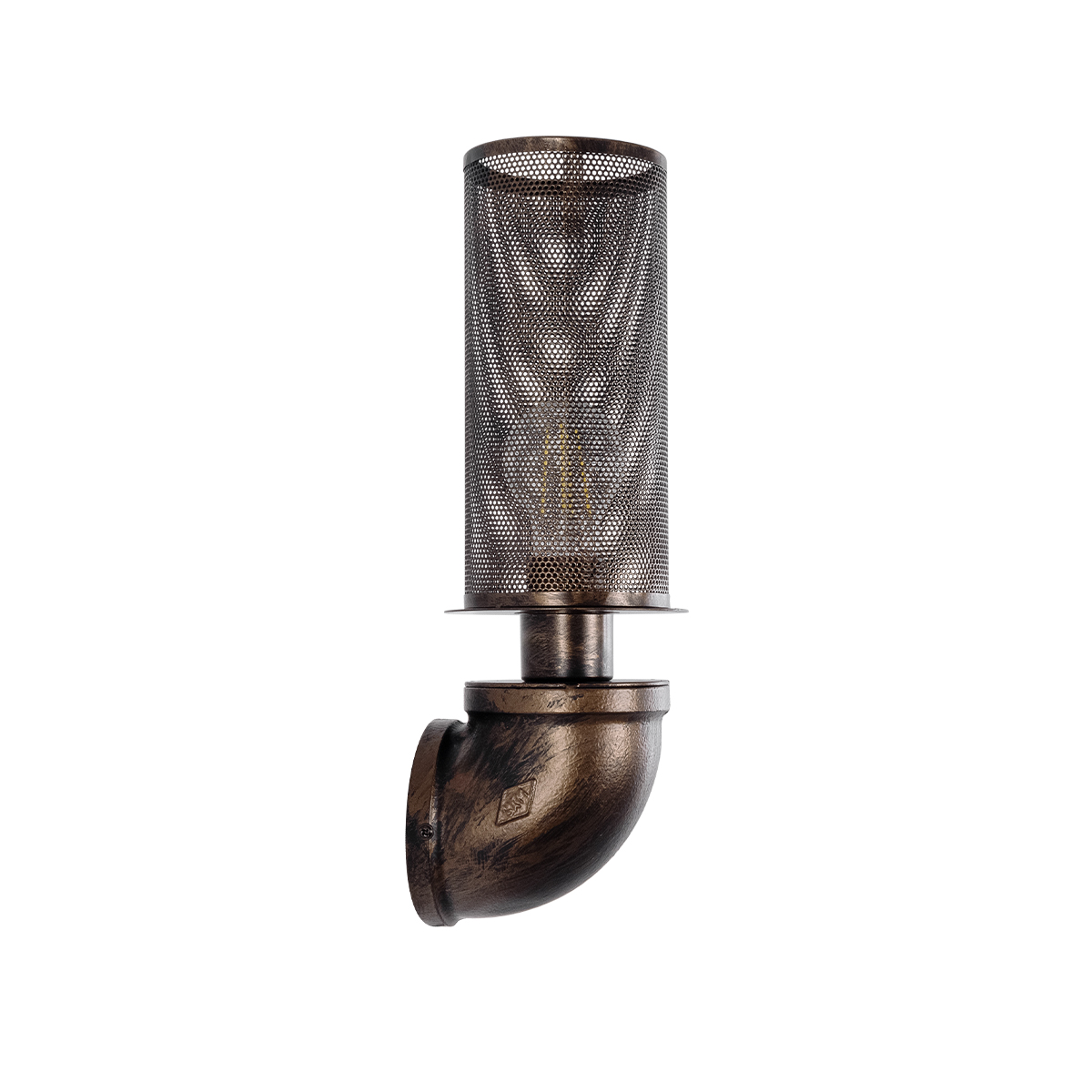 GloboStar® RAZA 01105 Vintage Επιτοίχιο Φωτιστικό Απλίκα Μονόφωτο 1 x E27 IP20 Χάλκινο Μέταλλο - Μ13 x Π12 x Υ38cm
