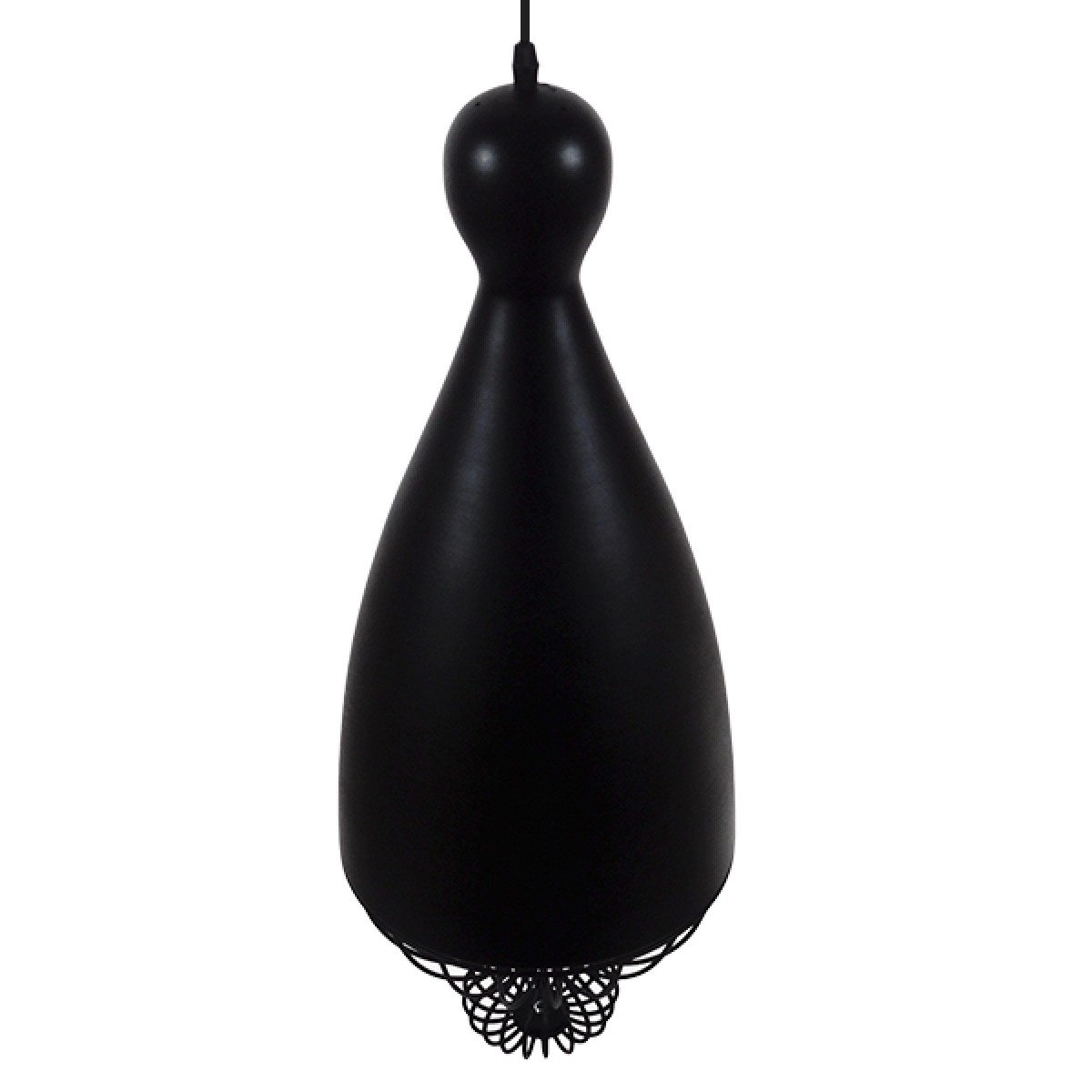 GloboStar® CARNEL 01106 Vintage Κρεμαστό Φωτιστικό Πλέγμα Μονόφωτο 1 x E27 IP20 Μαύρο Μέταλλο - Μ26 x Π26 x Υ70cm