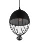 GloboStar® CANARIO 01107 Vintage Κρεμαστό Φωτιστικό Πλέγμα Μονόφωτο 1 x E27 IP20 Μαύρο Μέταλλο - Μ28 x Π28 x Υ47cm