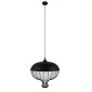 GloboStar® SOBRINO 01108 Vintage Κρεμαστό Φωτιστικό Πλέγμα Μονόφωτο 1 x E27 IP20 Μαύρο Μέταλλο - Μ46 x Π46 x Υ50cm