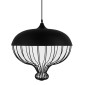 GloboStar® SOBRINO 01108 Vintage Κρεμαστό Φωτιστικό Πλέγμα Μονόφωτο 1 x E27 IP20 Μαύρο Μέταλλο - Μ46 x Π46 x Υ50cm