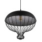 GloboStar® SOBRINO 01108 Vintage Κρεμαστό Φωτιστικό Πλέγμα Μονόφωτο 1 x E27 IP20 Μαύρο Μέταλλο - Μ46 x Π46 x Υ50cm