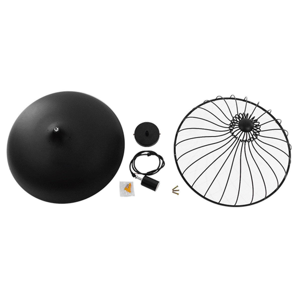 GloboStar® SOBRINO 01108 Vintage Κρεμαστό Φωτιστικό Πλέγμα Μονόφωτο 1 x E27 IP20 Μαύρο Μέταλλο - Μ46 x Π46 x Υ50cm