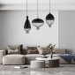 GloboStar® SOBRINO 01108 Vintage Κρεμαστό Φωτιστικό Πλέγμα Μονόφωτο 1 x E27 IP20 Μαύρο Μέταλλο - Μ46 x Π46 x Υ50cm