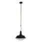 GloboStar® CRANE 01109 Vintage Κρεμαστό Φωτιστικό Καμπάνα Μονόφωτο 1 x E27 IP20 Μαύρο Μέταλλο με Μπεζ Σχοινί - Μ36 x Π36 x Υ30cm