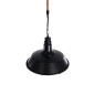 GloboStar® CRANE 01109 Vintage Κρεμαστό Φωτιστικό Καμπάνα Μονόφωτο 1 x E27 IP20 Μαύρο Μέταλλο με Μπεζ Σχοινί - Μ36 x Π36 x Υ30cm