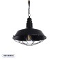 GloboStar® CRANE 01109 Vintage Κρεμαστό Φωτιστικό Καμπάνα Μονόφωτο 1 x E27 IP20 Μαύρο Μέταλλο με Μπεζ Σχοινί - Μ36 x Π36 x Υ30cm