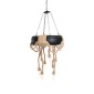 GloboStar® MARBELLA 01116 Vintage Κρεμαστό Φωτιστικό Ανάρτηση Πολύφωτο 8 x E27 IP20 Μαύρο Πλαστικό με Μπεζ Σχοινί - Μ60 x Π60 x Υ60cm