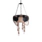 GloboStar® MARBELLA 01116 Vintage Κρεμαστό Φωτιστικό Ανάρτηση Πολύφωτο 8 x E27 IP20 Μαύρο Πλαστικό με Μπεζ Σχοινί - Μ60 x Π60 x Υ60cm