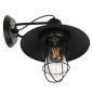 GloboStar® CELL 01118 Vintage Επιτοίχιο Φωτιστικό Απλίκα Μονόφωτο 1 x E27 IP20 Μαύρο Μέταλλο - Μ33 x Π27 x Υ33cm