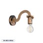 GloboStar® SADON 01126 Vintage Επιτοίχιο Φωτιστικό Απλίκα Μονόφωτο 1 x E27 IP20 Χάλκινο Μέταλλο με Μπεζ Σχοινί - Μ10 x Π22 x Υ15cm